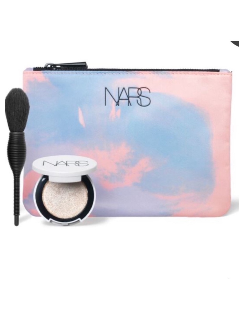NARS Lavendar Pouch, Mini Yachiyo Brush, Mini Eros Light Reflecting Luminizer